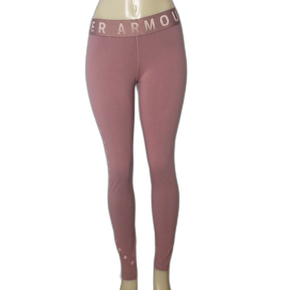 Under Armour Mauve Compression Leggings, With Logo Womens Size Medium
